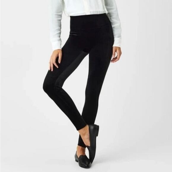 Spanx High Waist Velvet Leggings Velour Slimming Pants Size Small - Picture 1 of 6